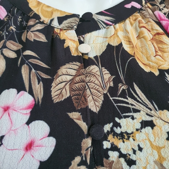 Decjuba Black Floral Maxi Dress Long Sleeve Oversized Size 10 - Picture 8 of 13